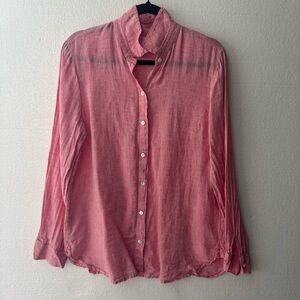 J. Jill Love Linen Rose Button Down Shirt size Small